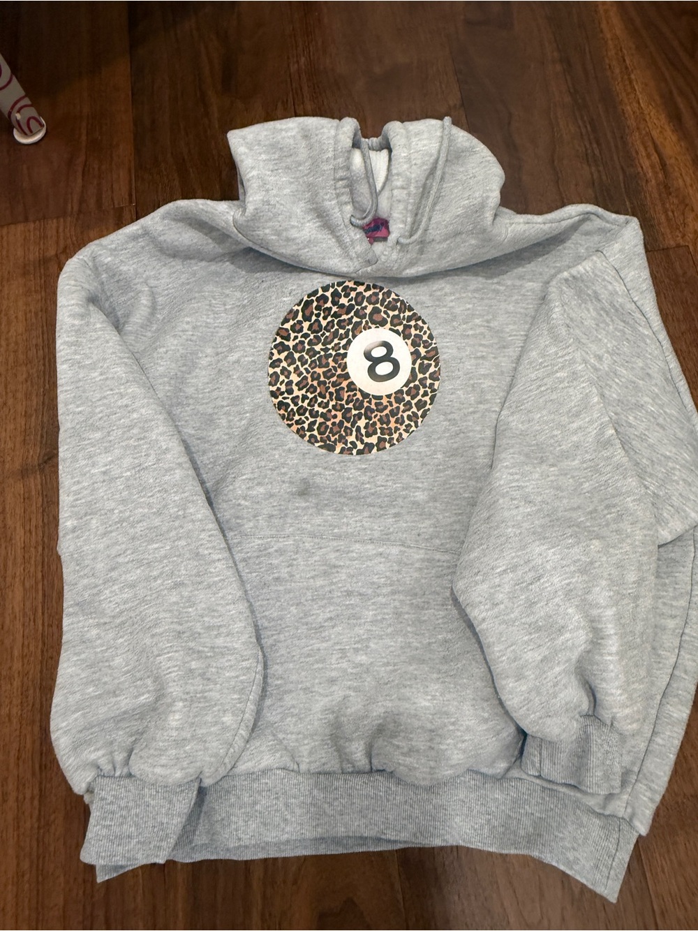 Edikted Gray Cowl Turtleneck Sweatshirt with Leopard 8 Graphic